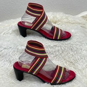 Charleston Shoe Company Sandals Women's Size 9 Elastic Rainbow Ankle Heels Shoes